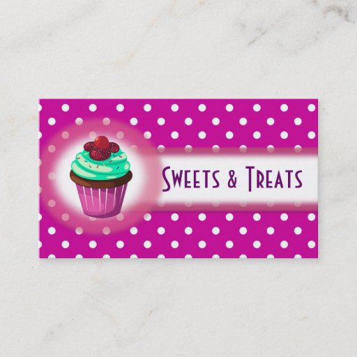 Customizable Cupcake Bakery Business Card Purple