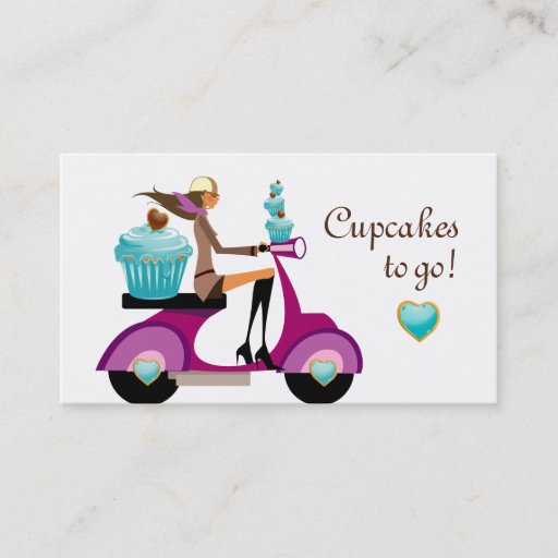 Customizable Cupcake Bakery Business Card Scooter Girl