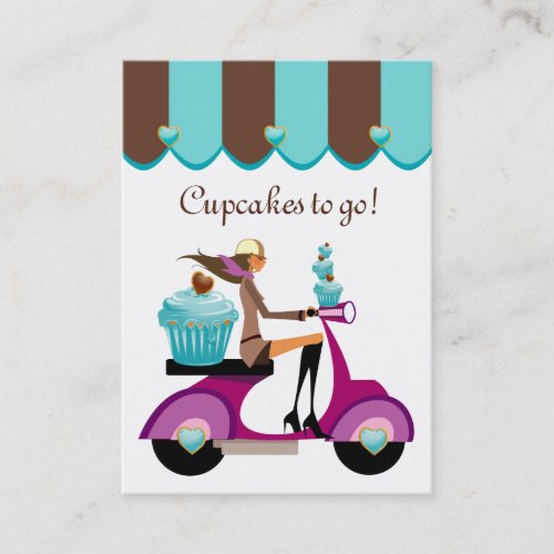 Cupcake Bakery Business Card Scooter Girl Canopy