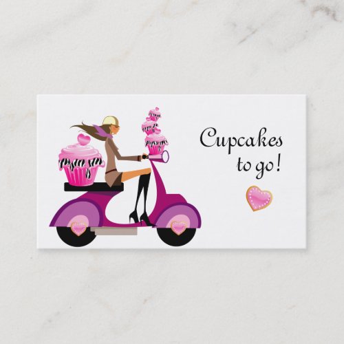 Cupcake Bakery Business Card Scooter Zebra