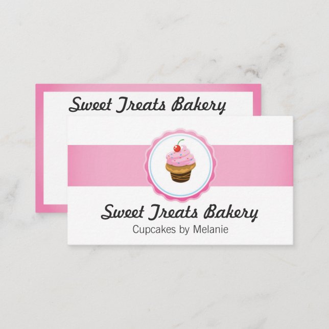 Cupcake Bakery Business Cards Cake Catering Pink (Front/Back)