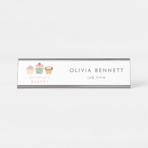 Cupcake Bakery Business Desk Name Plate