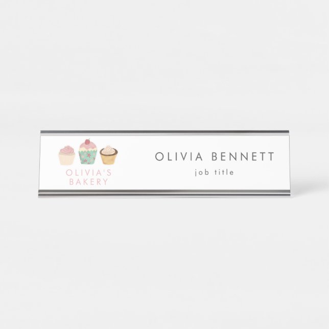 Cupcake Bakery Business Desk Name Plate (Front)