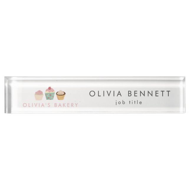 Cupcake Bakery Business Desk Name Plate (Front)