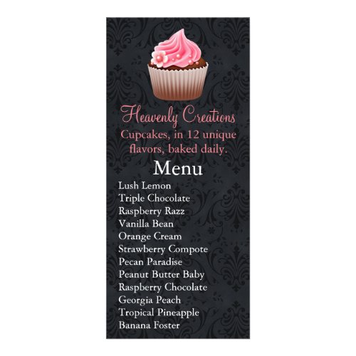 Cupcake Bakery Business Menu Rack Card