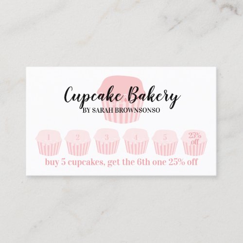 Cupcake Bakery Cafe Loyalty Punch Discount Business Card