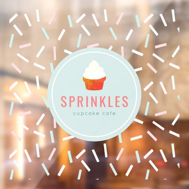 Cupcake Bakery Cakery Cafe Pastel Color Sprinkle Window Cling (Sheet 2)