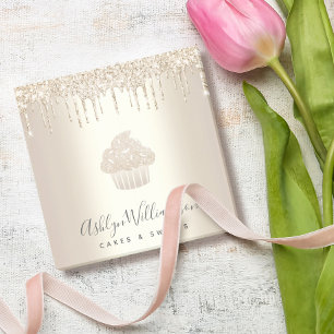 Cupcake Bakery Chef Champagne Gold Glitter Drips Post-it Notes