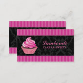 Cupcake Bakery Elegant Damask Floral Pattern Business Card (Front/Back)