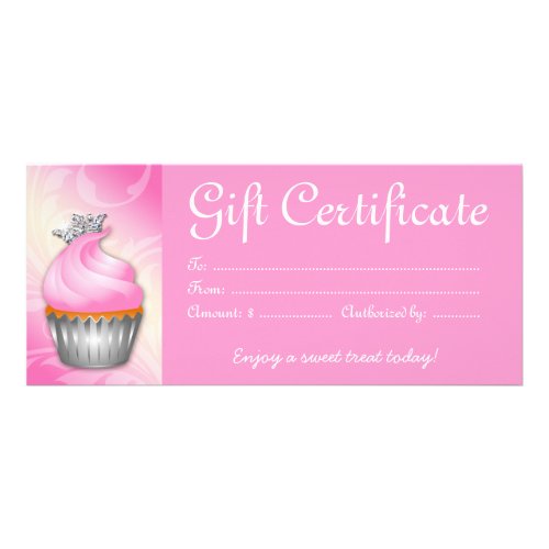 Cupcake Bakery Gift Certificate Crown Pink