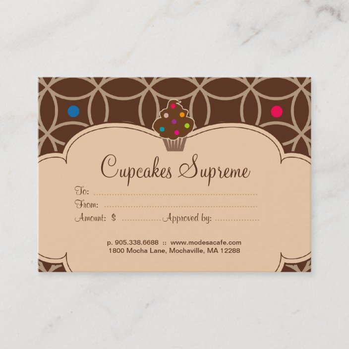 Cupcake Bakery Gift Certificate Dots Blue
