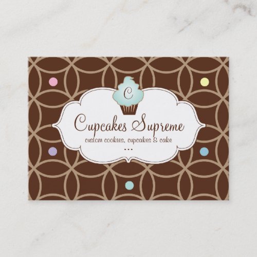 Cupcake Bakery Gift Certificate Dots White Blue Business Cards