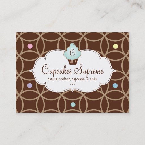 Customizable Cupcake Bakery Gift Certificate Stripes White Blue Business Card Template