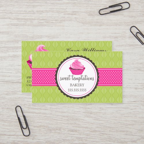 Cupcake Bakery Green Pink Business Cards