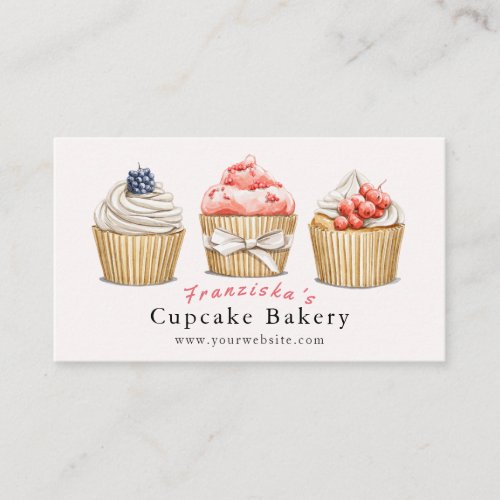 Cupcake Bakery Light Pink Bakery Business Card