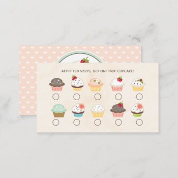 Cupcake Bakery Loyalty Card by cutecustomgifts at Zazzle