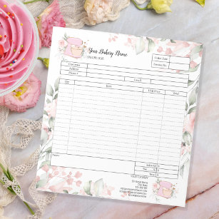Cupcake Bakery Mixer Order Form Flowers Notepad