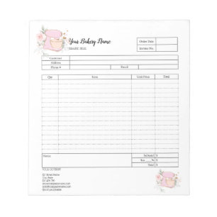 Cupcake Bakery Mixer Order Form Invoice Notepad