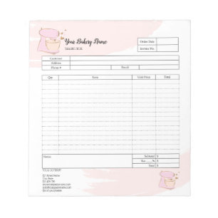 Cupcake Bakery Mixer Order Form Invoice Notepad