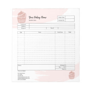 Cupcake Bakery Mixer Order Form Invoice Notepad