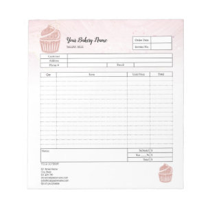 Cupcake Bakery Mixer Order Form Invoice Notepad