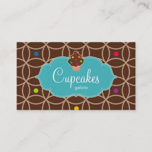 Cupcake Bakery Modern Dots Chocolate Blue Business Card Templates