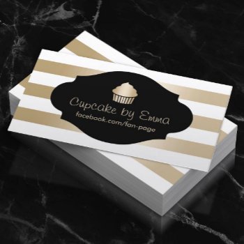 Cupcake Bakery Modern Gold Stripes Business Card by cardfactory at Zazzle