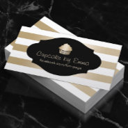 Cupcake Bakery Modern Gold Stripes Business Card at Zazzle