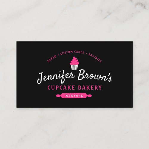 Cupcake Bakery Pastry Cake Decoration Black Business Card