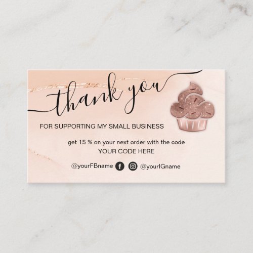 Cupcake Bakery Pastry Chef Blush Pink Business Card