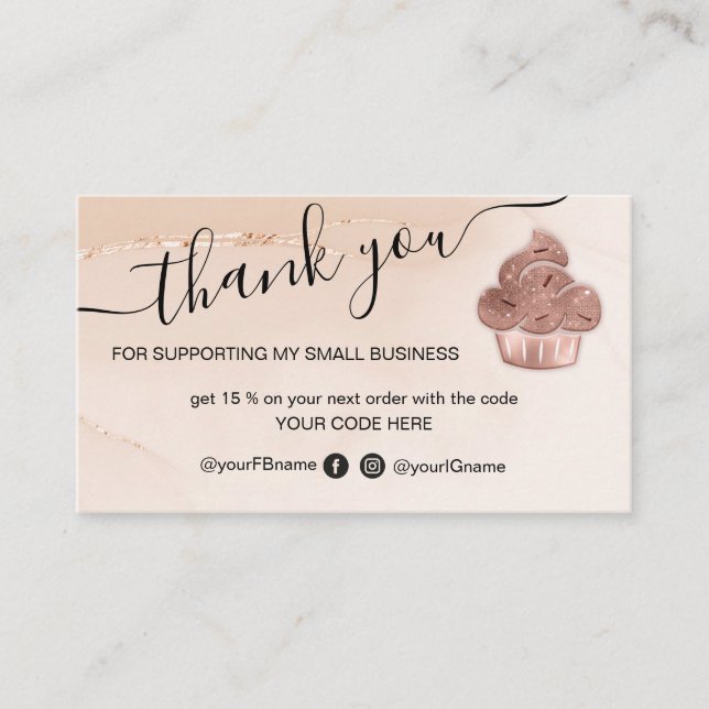 Cupcake Bakery Pastry Chef Blush Pink Business Card (Front)