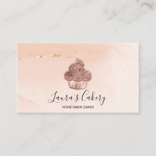 Cupcake Bakery Pastry Chef Blush Pink Rose Gold Business Card
