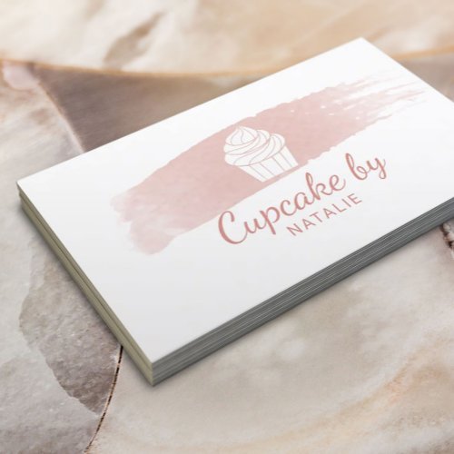 Cupcake Bakery Pastry Chef Blush Watercolor Business Card