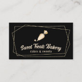 Cupcake Bakery Pastry Chef Geometric Gold Cake Business Card (Front)