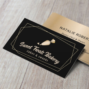 Cupcake Bakery Pastry Chef Geometric Gold Cake Business Card by cardfactory at Zazzle