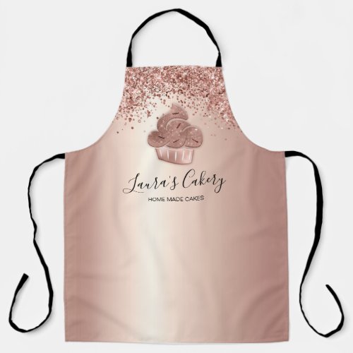 Cupcake Bakery Pastry Chef Glitter Drips Rose Gold Apron
