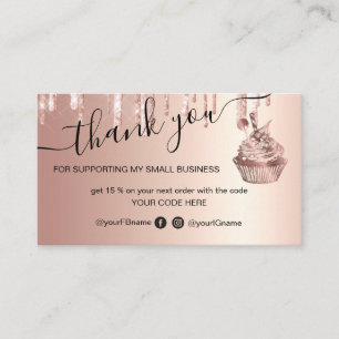 Cupcake Bakery Pastry Chef Glitter Drips Rose Gold Business Card