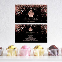 Cupcake Bakery Pastry Chef Glitter Drips Rose Gold Business Card