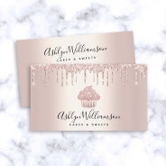 Cupcake Bakery Pastry Chef Glitter Drips Rose Gold Business Card at Zazzle