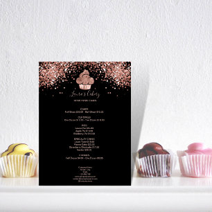 Cupcake Bakery Pastry Chef Glitter Drips Rose Gold Menu