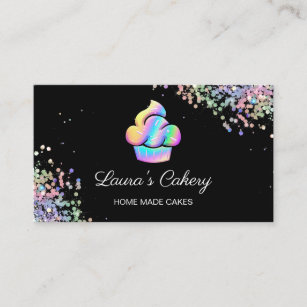 Cupcake Bakery Pastry Chef Holographic Business Ca Business Card