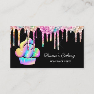 Cupcake Bakery Pastry Chef Holographic Business Ca Card
