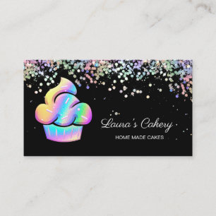 Cupcake Bakery Pastry Chef Holographic Business Ca Card