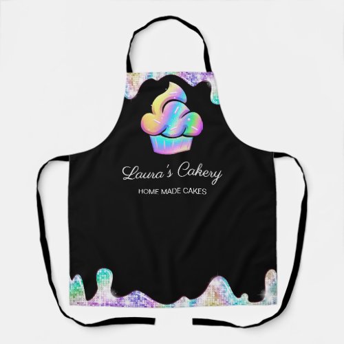 Cupcake Bakery Pastry Chef Holographic Drips Apron