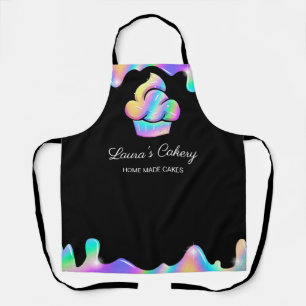 Cupcake Bakery Pastry Chef Holographic Drips Apron