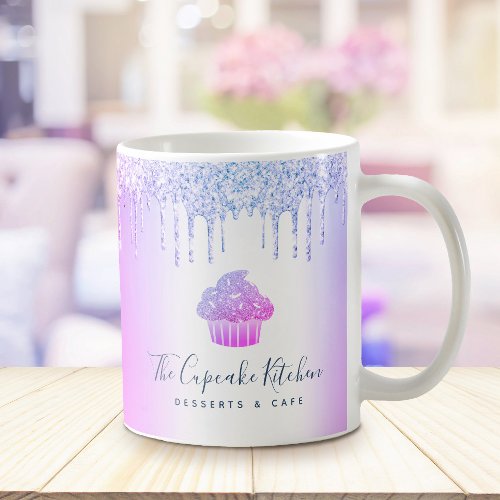 Cupcake Bakery Pastry Chef Purple Glitter Drips Coffee Mug