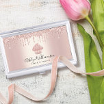 Cupcake Bakery Pastry Chef Rose Gold Glitter Drips Business Card Case<br><div class="desc">Here’s a wonderful, trendy way to show off your brand. Present your best self to your clients, with this elegant, sophisticated, simple, and modern custom name business card holder. A sparkly, rose gold cupcake, script handwritten typography and glitter drips overlay a faux metallic rose gold ombre background. Personalize with your...</div>