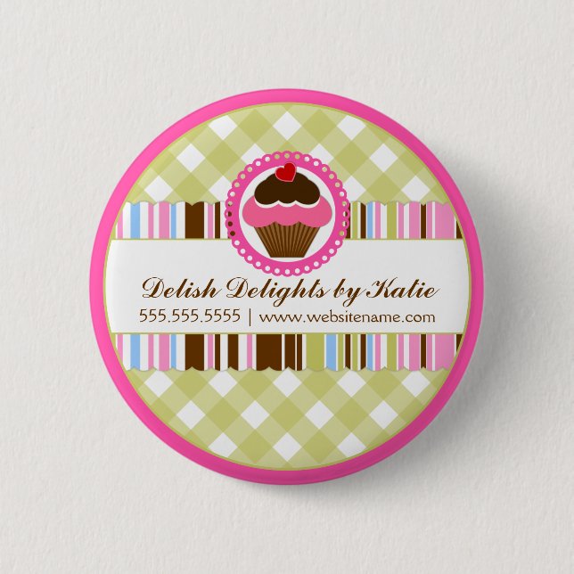 Cupcake Bakery Personalized Button (Front)