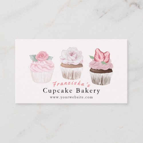 Cupcake Bakery Pink Bakery Business Card