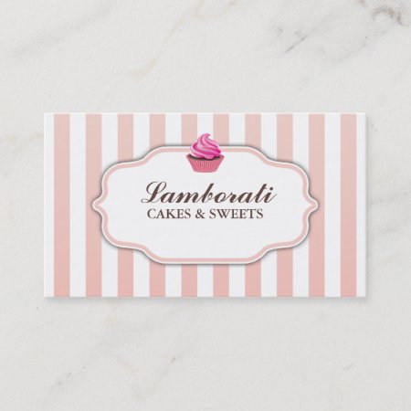 Cupcake Bakery Pink  Cute Elegant Modern Business Card
